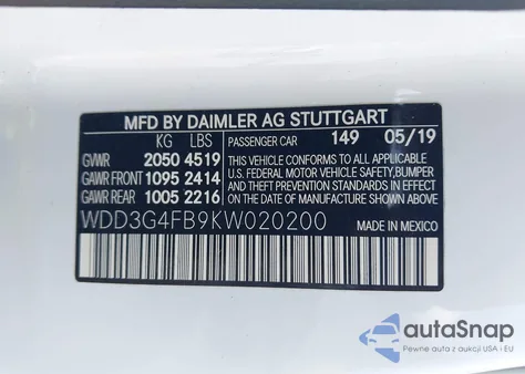 2019 Mercedes-Benz A 4Matic from USA, damaged, VIN WDD3G4FB9KW020200